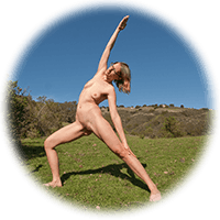 warrier pose yoga nudist