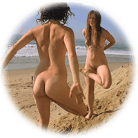 Yoga girls mirror asanas on beach