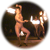 fire spinning poi