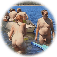 we are nude in the water and on the boat!
