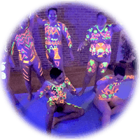 group photos of glow painted group nude